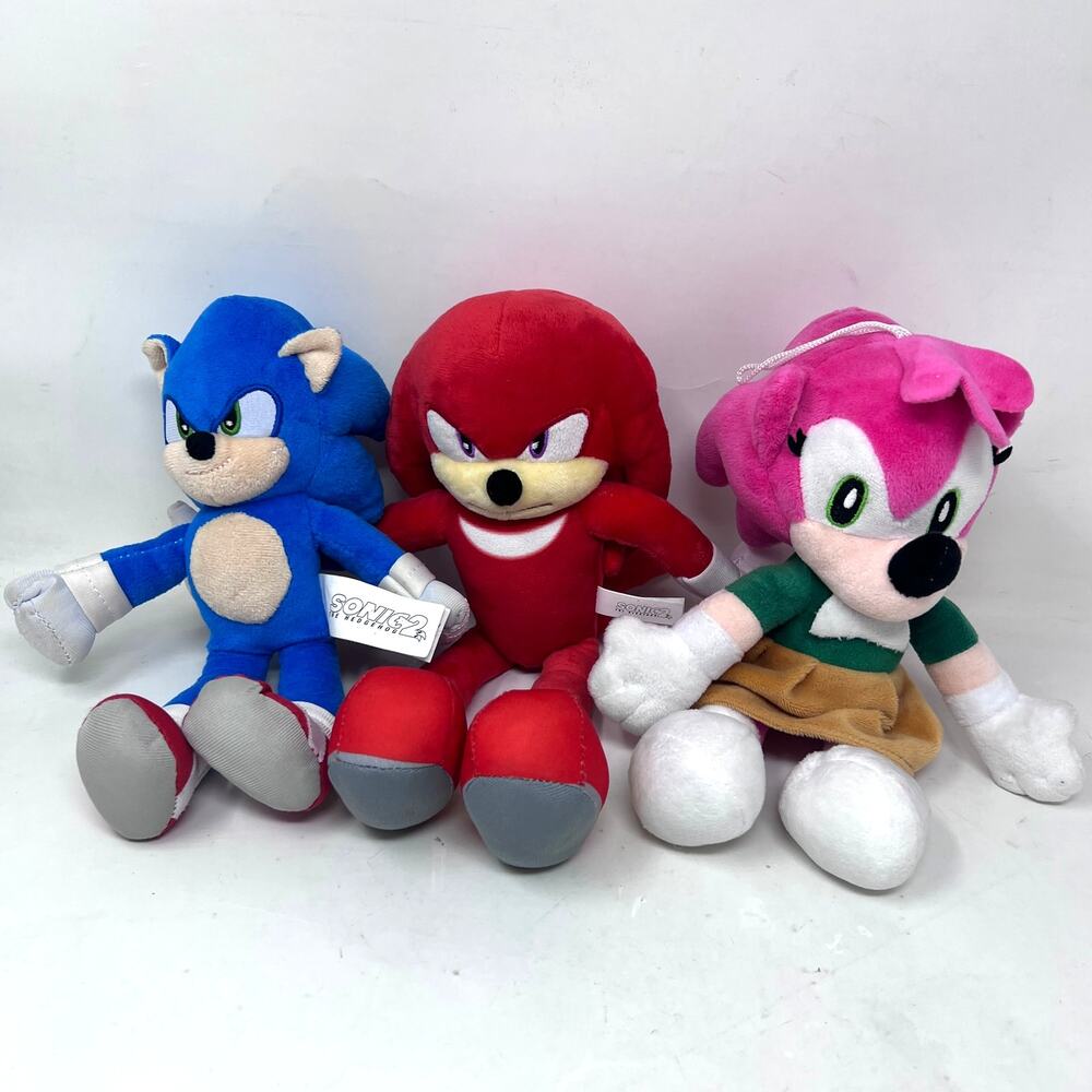 Toy Factory Sonic the Hedgehog 2 Plush Lot Knuckles Amy‎ Blue Pink Red 12"